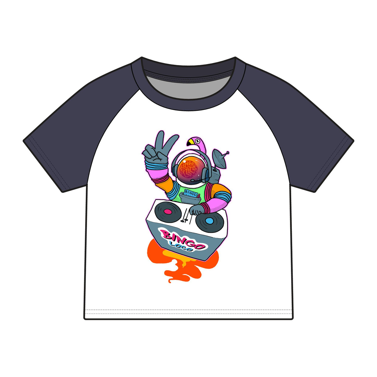 Astronaut DJ Raglan Tee — Colorful Space DJ Graphic Women's Baby Tee