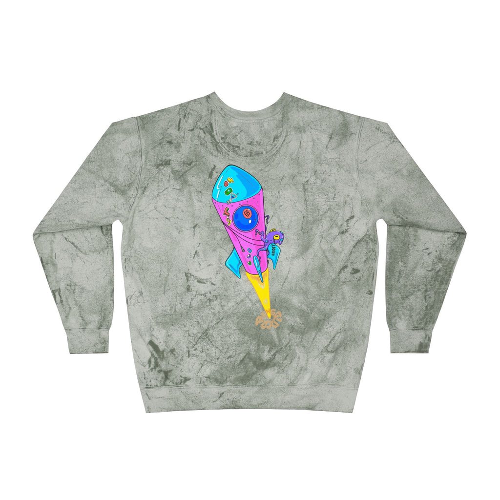 Color Blast Crewneck Sweatshirt — Rocket Tie-Dye Design