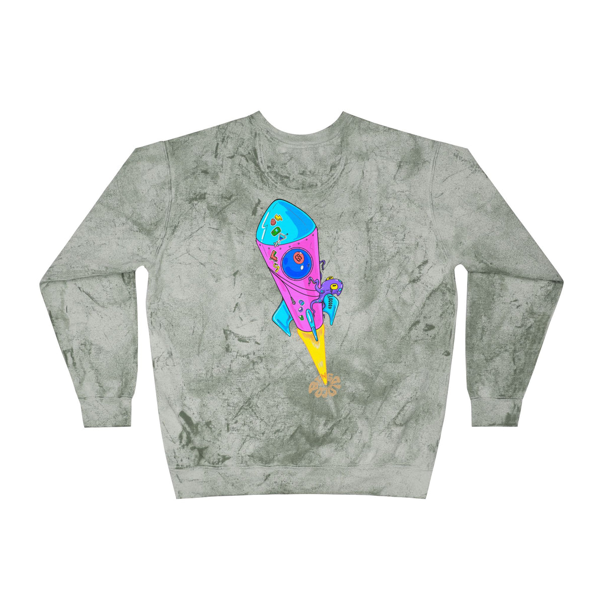 Color Blast Crewneck Sweatshirt — Rocket Tie-Dye Design