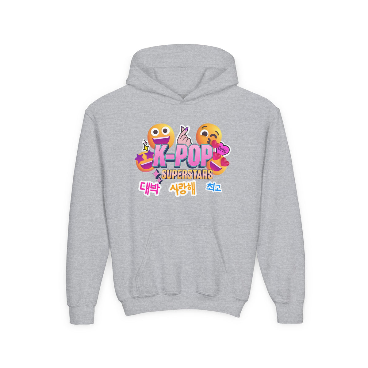 K-Pop Superstars Kids Hoodie — Cute Emoji Graphic Sweatshirt