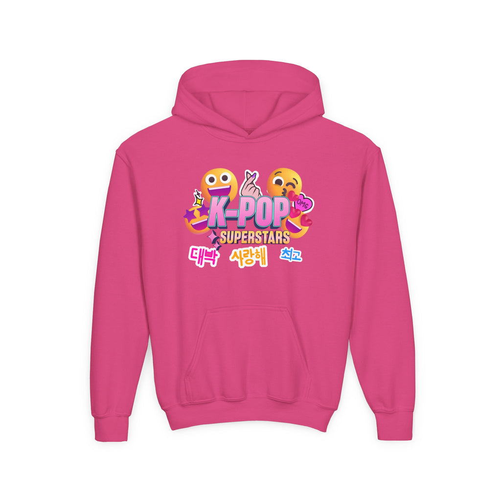 K-Pop Superstars Kids Hoodie — Cute Emoji Graphic Sweatshirt
