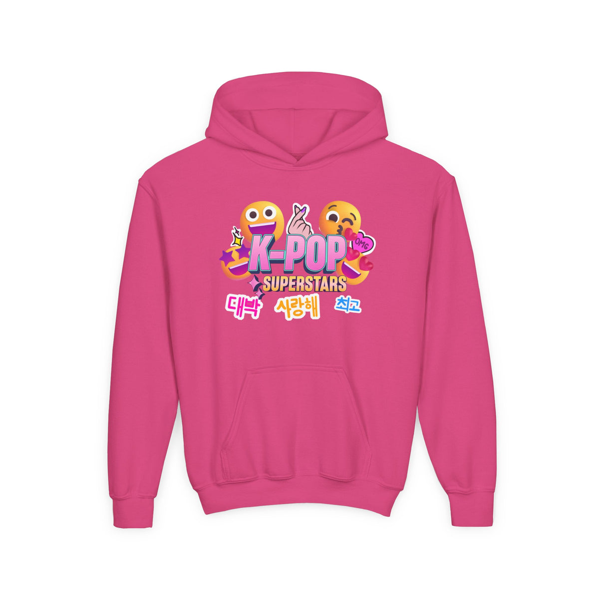 K-Pop Superstars Kids Hoodie — Cute Emoji Graphic Sweatshirt