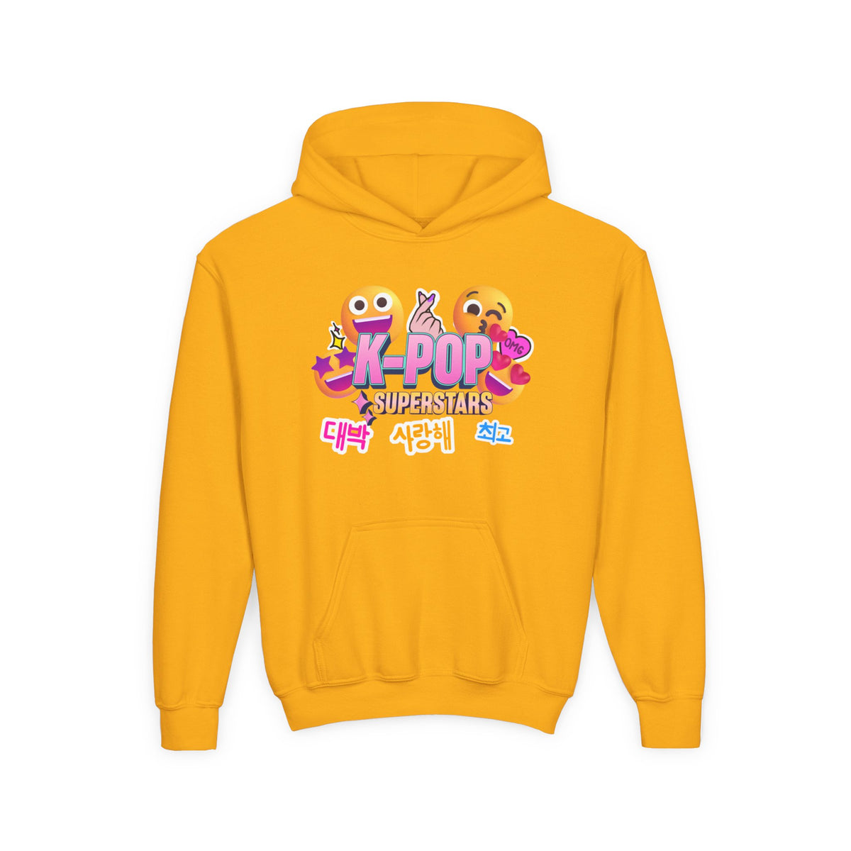 K-Pop Superstars Kids Hoodie — Cute Emoji Graphic Sweatshirt