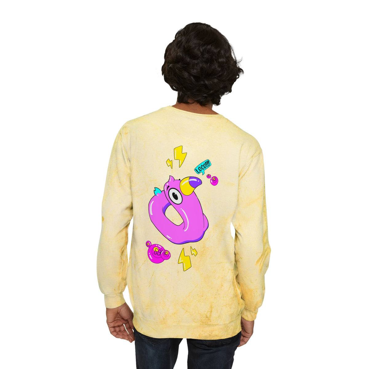 Color Blast Crewneck Sweatshirt — Flamingo Tie-Dye Design