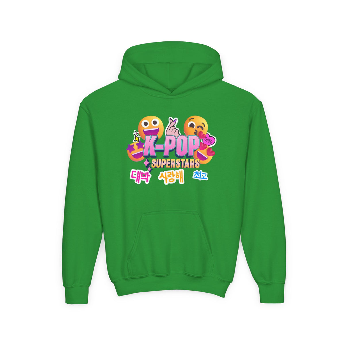 K-Pop Superstars Kids Hoodie — Cute Emoji Graphic Sweatshirt