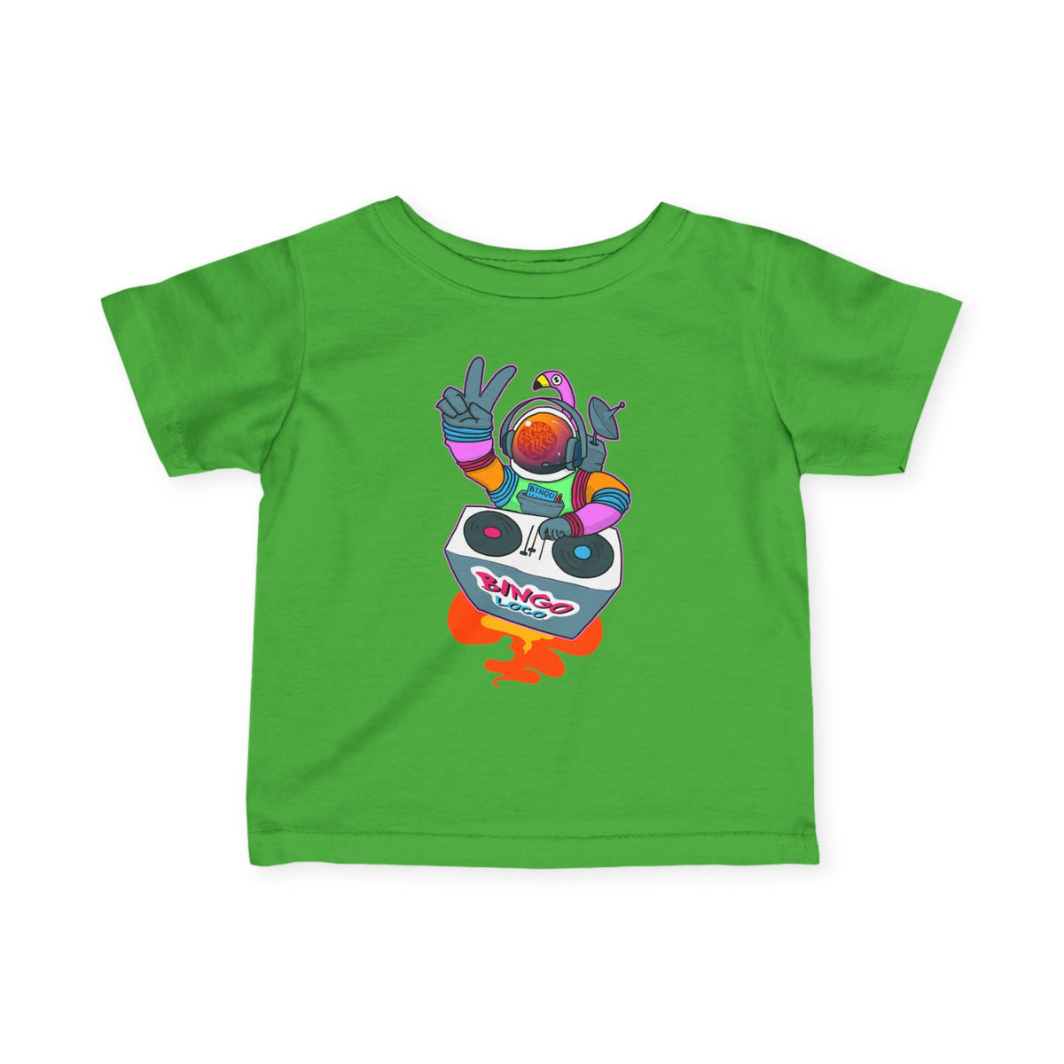 Infant Tee — Colorful DJ Astronaut Baby T‑Shirt (Bingo Loco)
