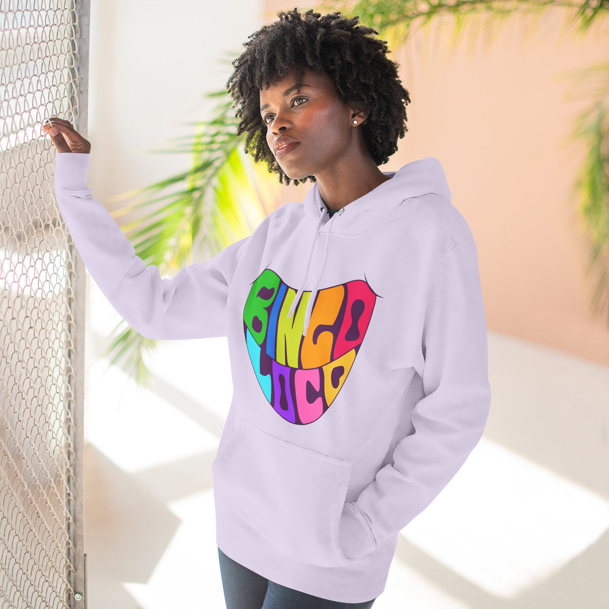 Colorful 70s Rainbow Circle Fleece Hoodie