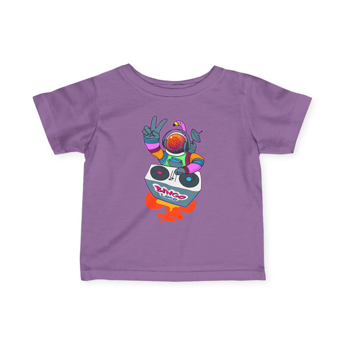 Infant Tee — Colorful DJ Astronaut Baby T‑Shirt (Bingo Loco)