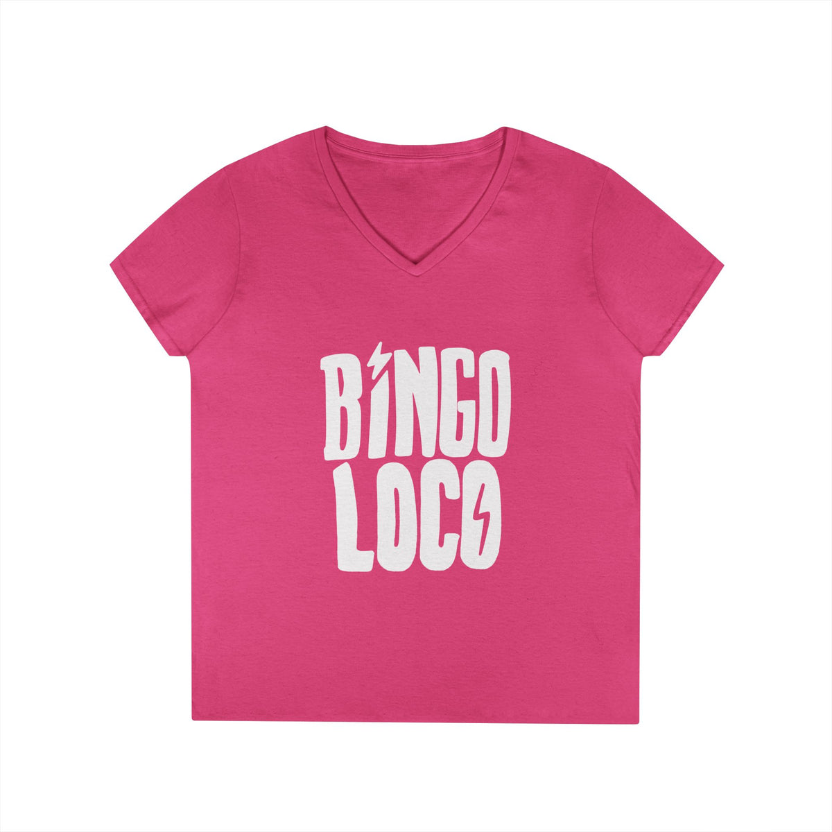 Bingo Loco V-Neck Tee — Retro Lightning Logo Women's T-Shirt