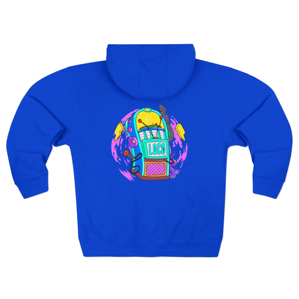 Retro Jukebox Zip Hoodie — Colorful Music Graphic Hoodie