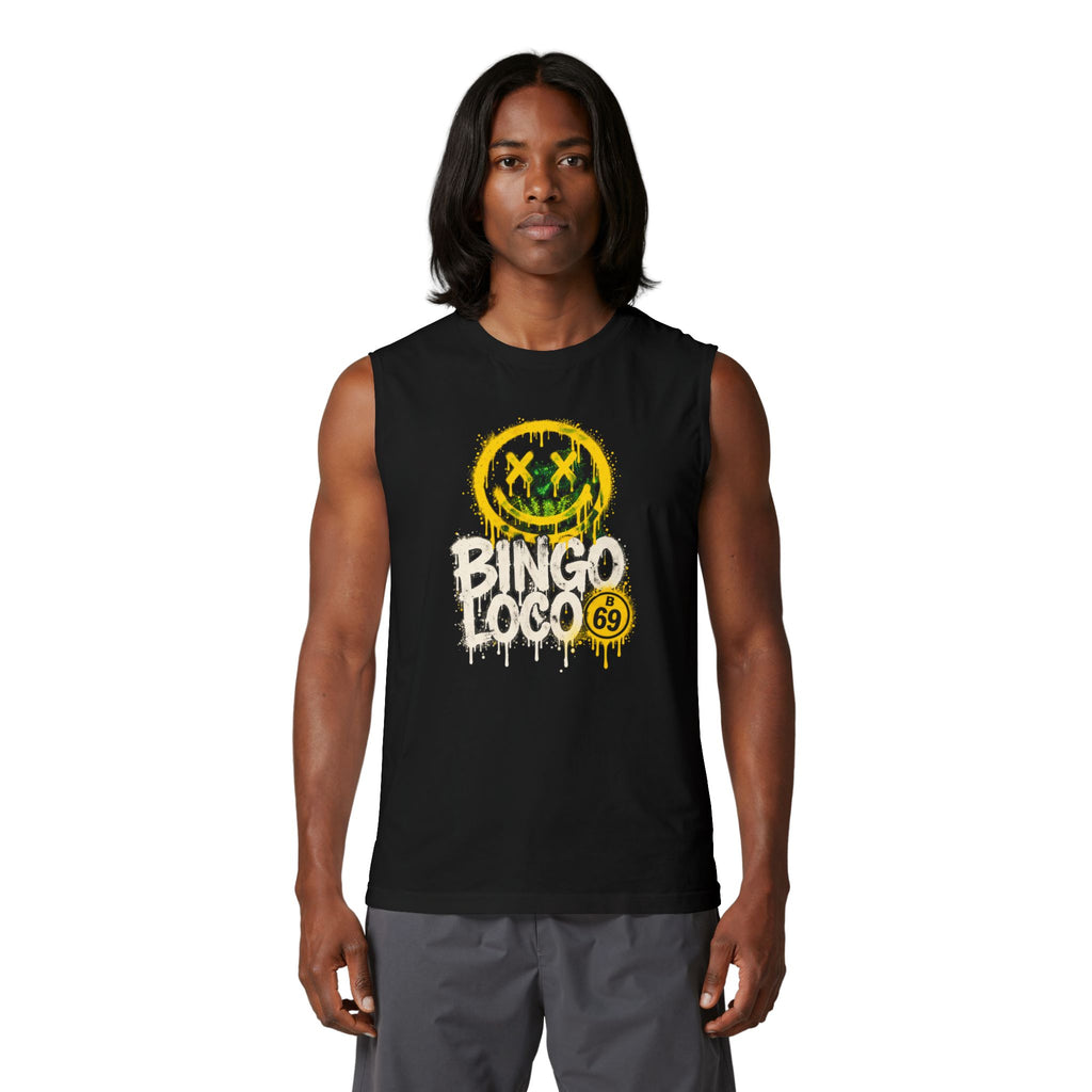 Bingo Loco Graffiti Muscle Tank — Edgy Yellow Smiley Streetwear