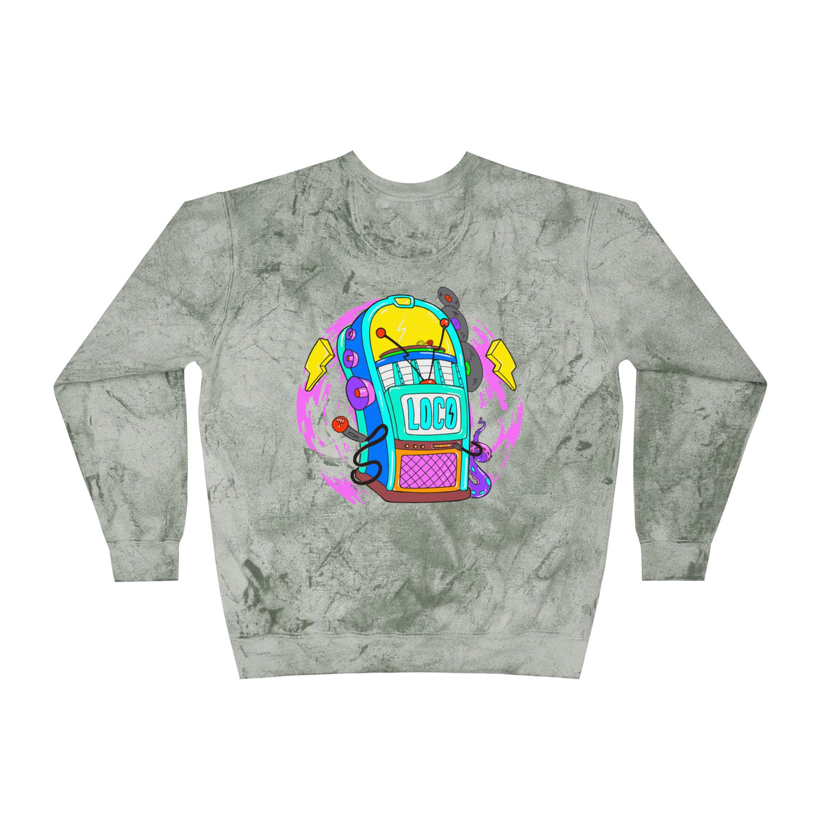 Color Blast Crewneck Sweatshirt — Juke Box Tie-Dye Design