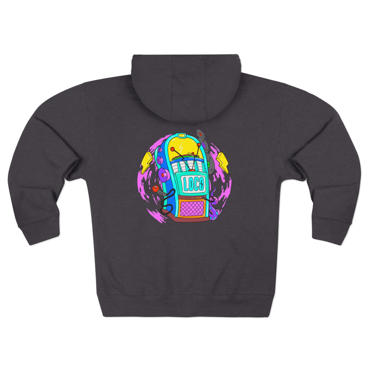 Retro Jukebox Zip Hoodie — Colorful Music Graphic Hoodie