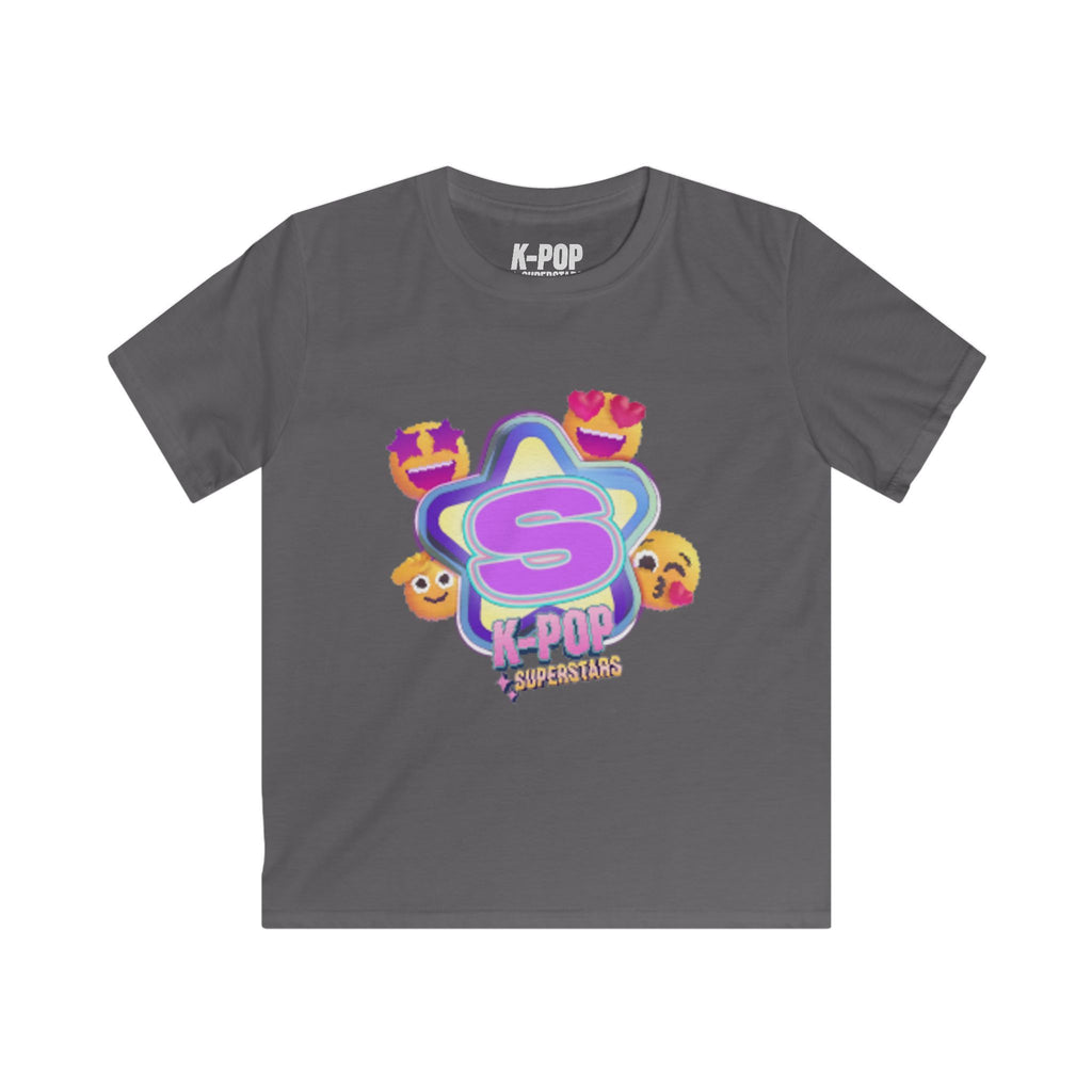 Kids K-Pop Superstar Tee — Cute Star & Emoji Graphic