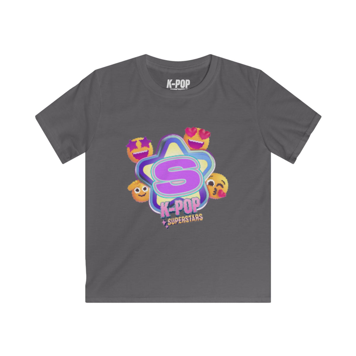 Kids K-Pop Superstar Tee — Cute Star & Emoji Graphic