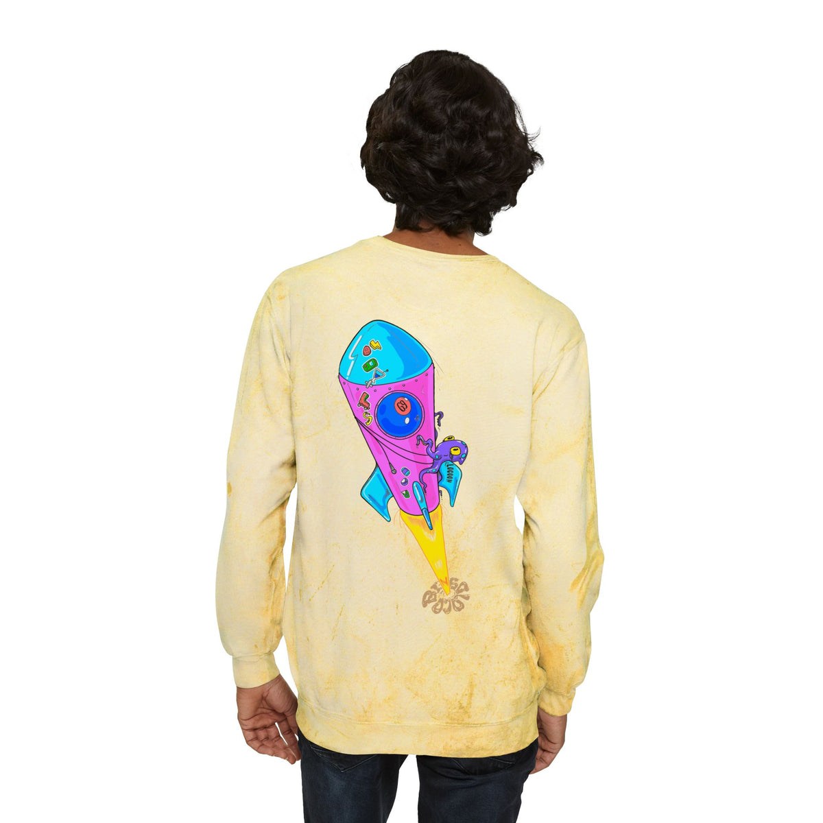 Color Blast Crewneck Sweatshirt — Rocket Tie-Dye Design