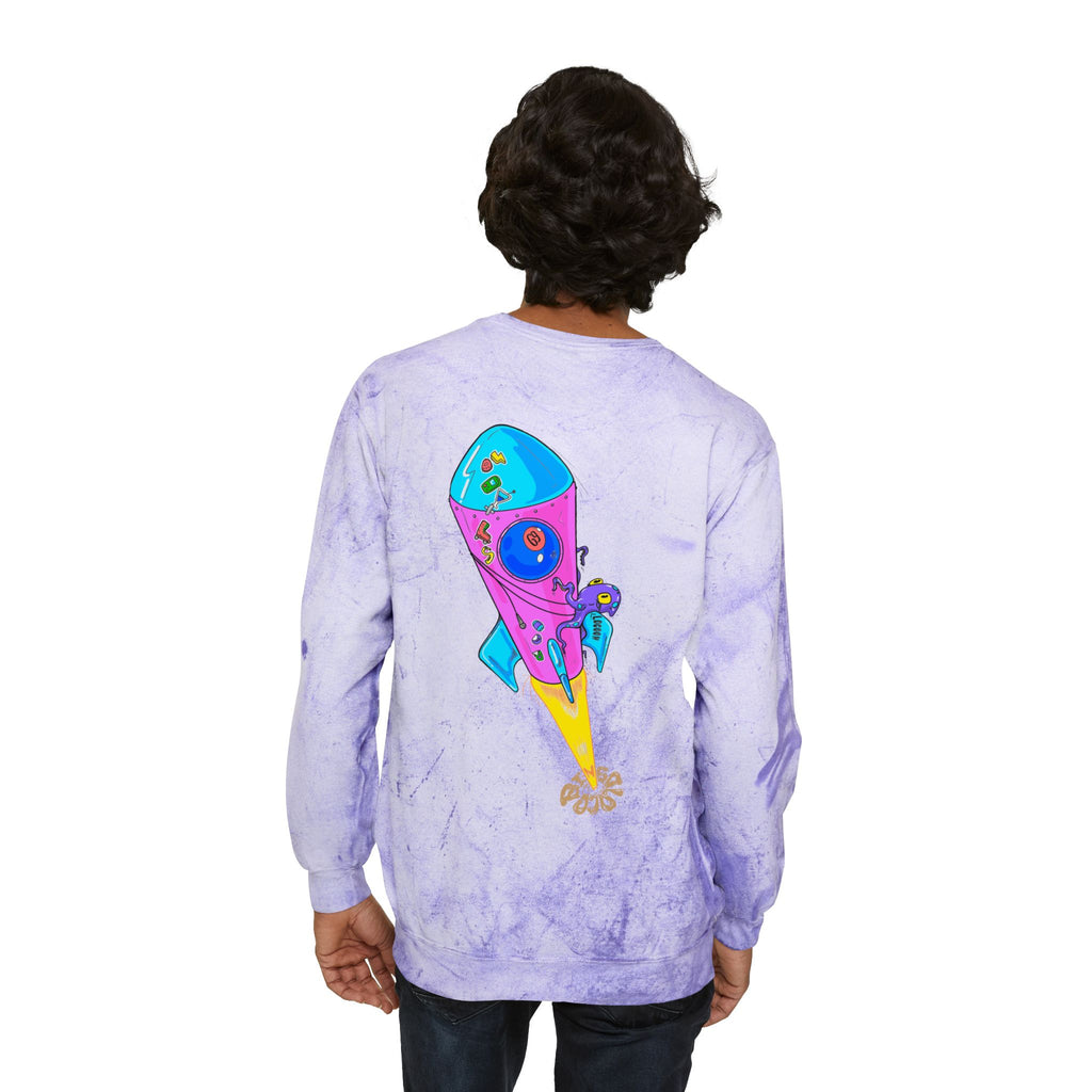 Color Blast Crewneck Sweatshirt — Rocket Tie-Dye Design