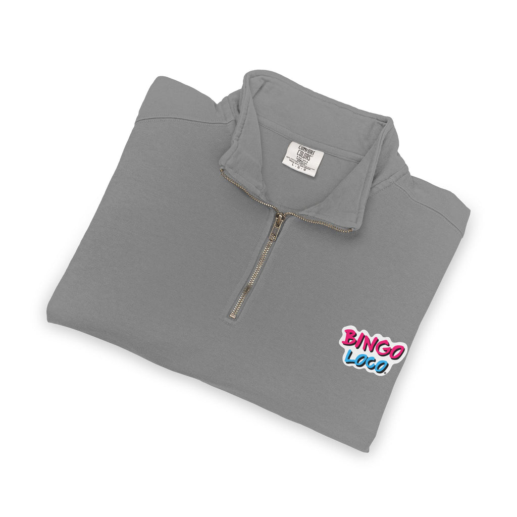 Quarter-Zip Sweatshirt — Retro 'Bingo Logo' Chest Graphic