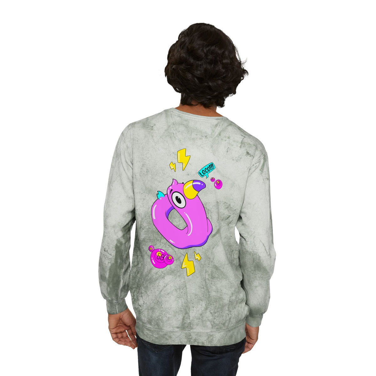 Color Blast Crewneck Sweatshirt — Flamingo Tie-Dye Design