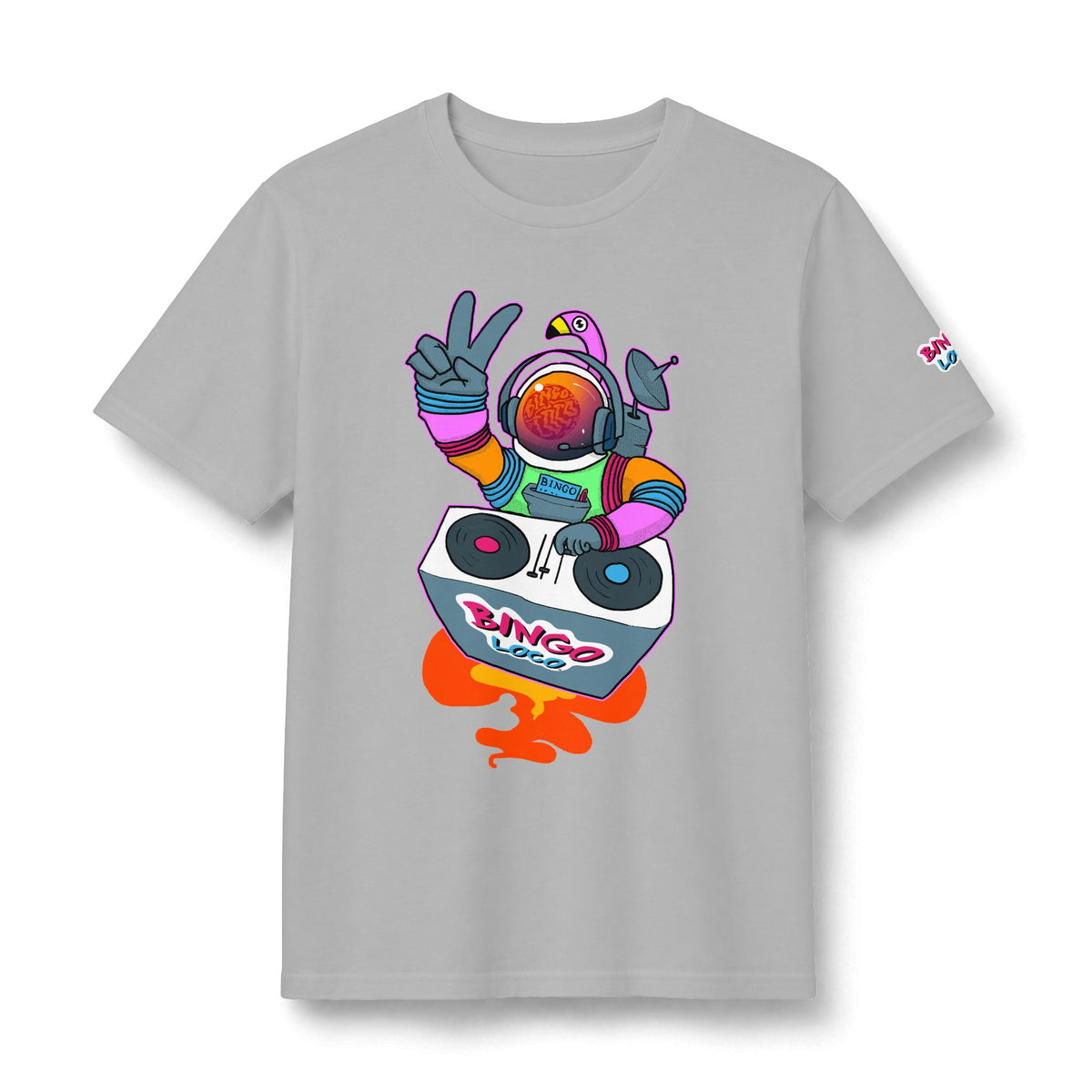 DJ Astronaut Graphic Tee — Retro Neon Space Concert T-Shirt