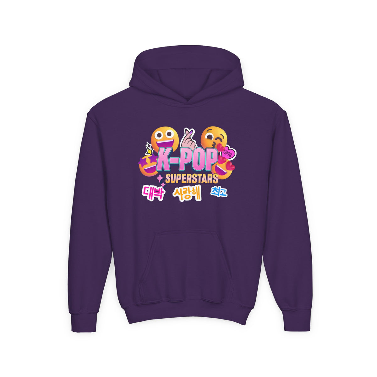K-Pop Superstars Kids Hoodie — Cute Emoji Graphic Sweatshirt