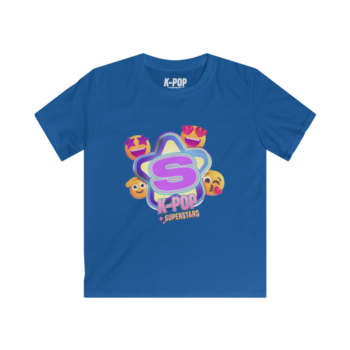 Kids K-Pop Superstar Tee — Cute Star & Emoji Graphic
