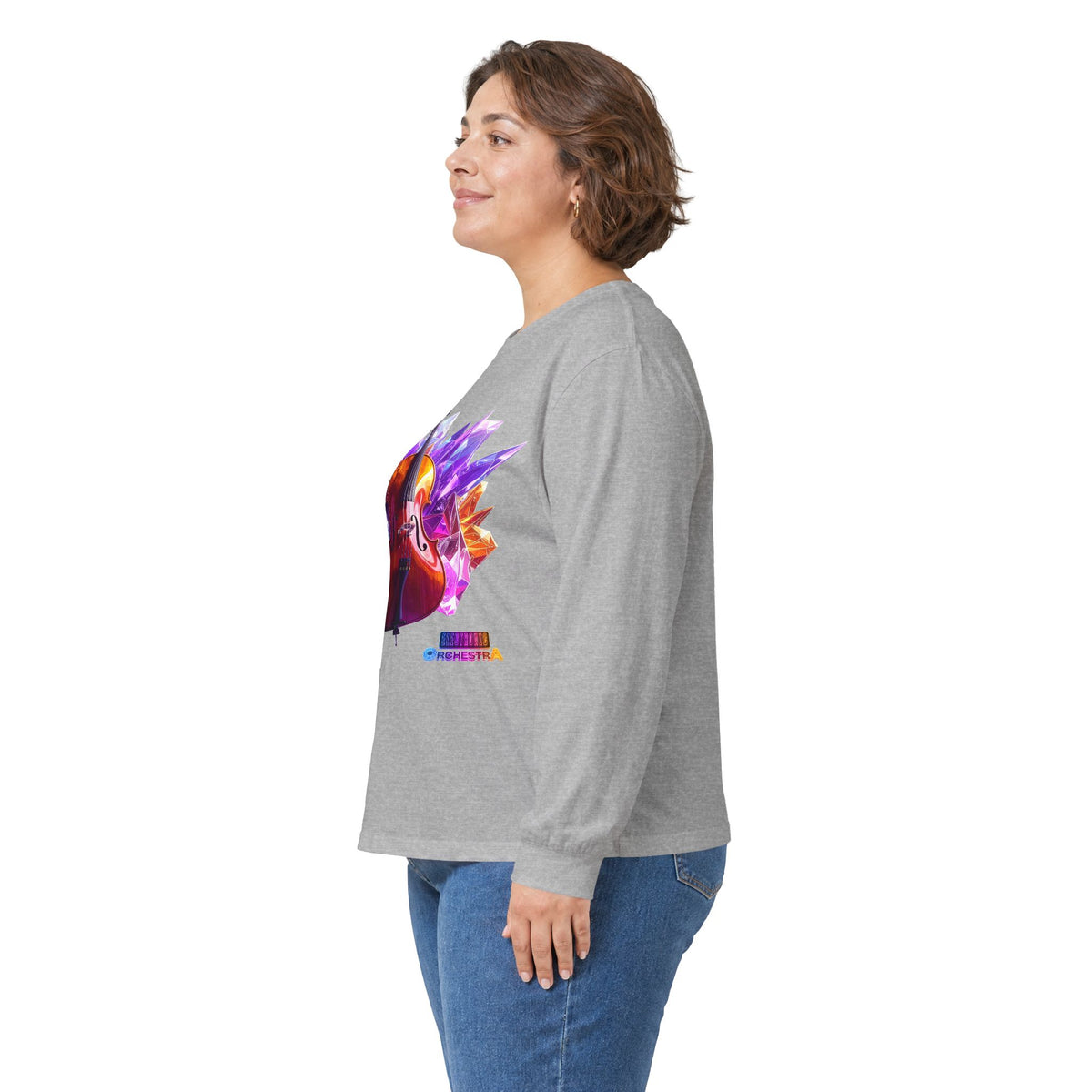 Cello Prism Long Sleeve Tee — Colorful Violin Graphic Shirt