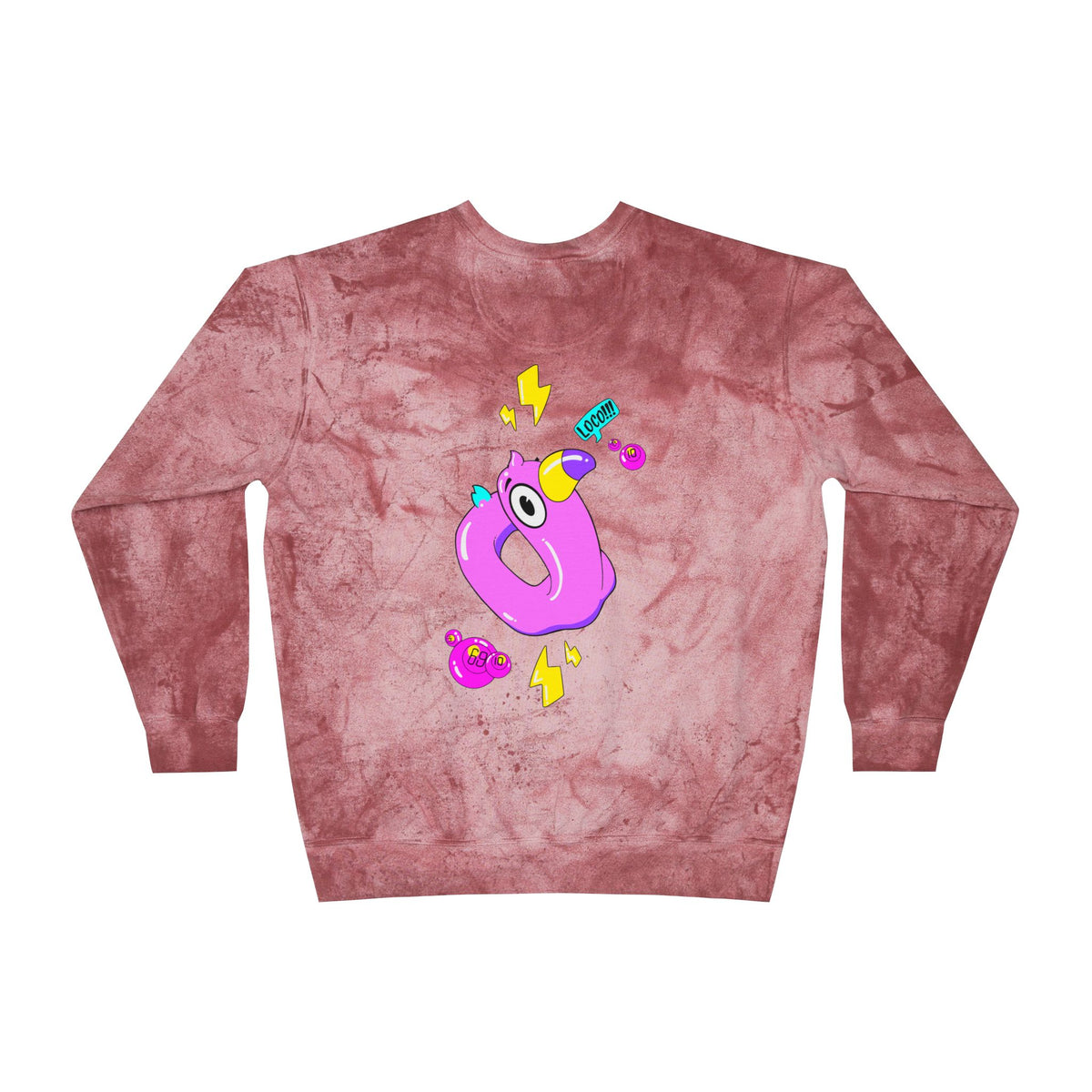 Color Blast Crewneck Sweatshirt — Flamingo Tie-Dye Design