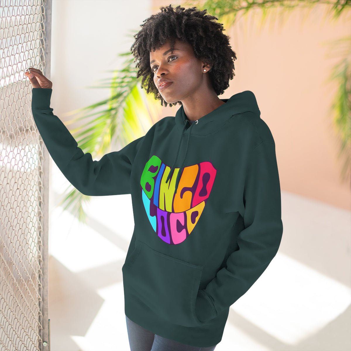 Colorful 70s Rainbow Circle Fleece Hoodie