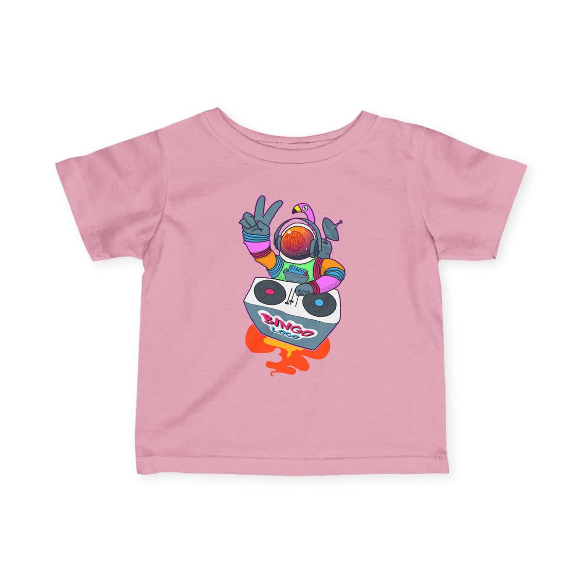 Infant Tee — Colorful DJ Astronaut Baby T‑Shirt (Bingo Loco)