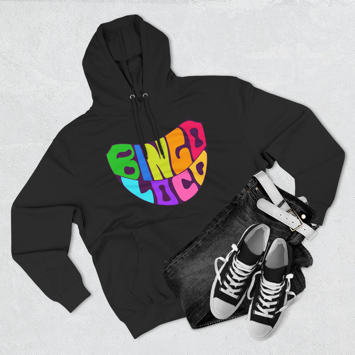 Colorful 70s Rainbow Circle Fleece Hoodie