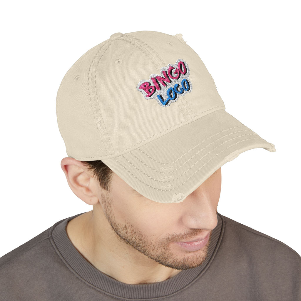 Distressed Embroidered 'Bingo Loco' Dad Hat — Retro Fun Baseball Cap