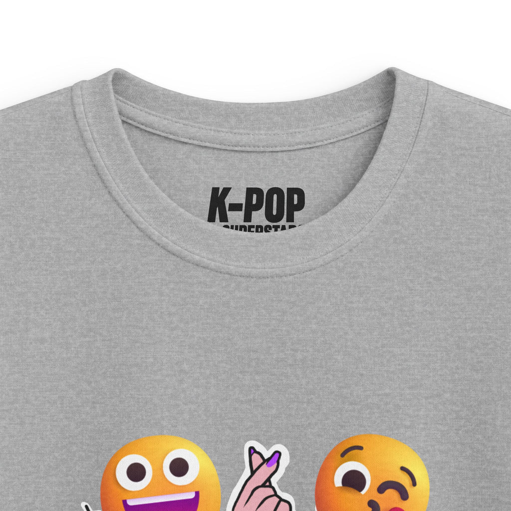 K-Pop Superstars Kids Tee — Cute Emoji & Hangul Graphic T-Shirt
