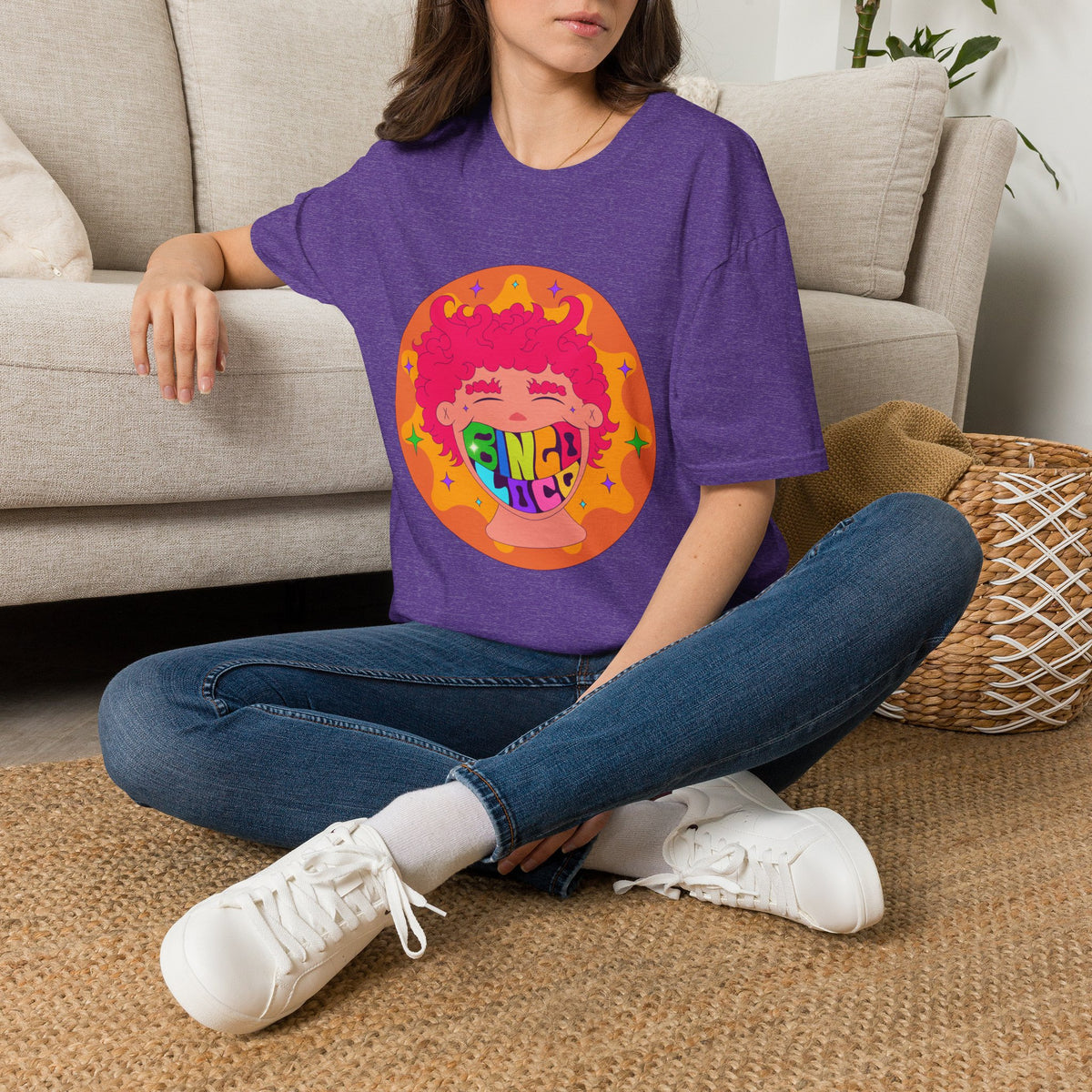 Good Vibes Colorful Peace Sign Graphic T-Shirt