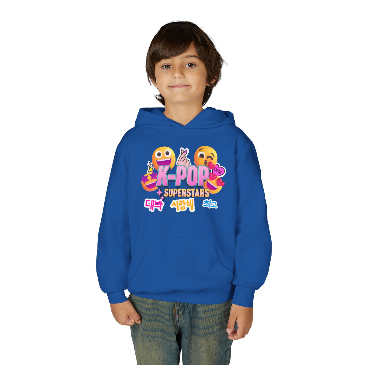 K-Pop Superstars Kids Hoodie — Cute Emoji Graphic Sweatshirt