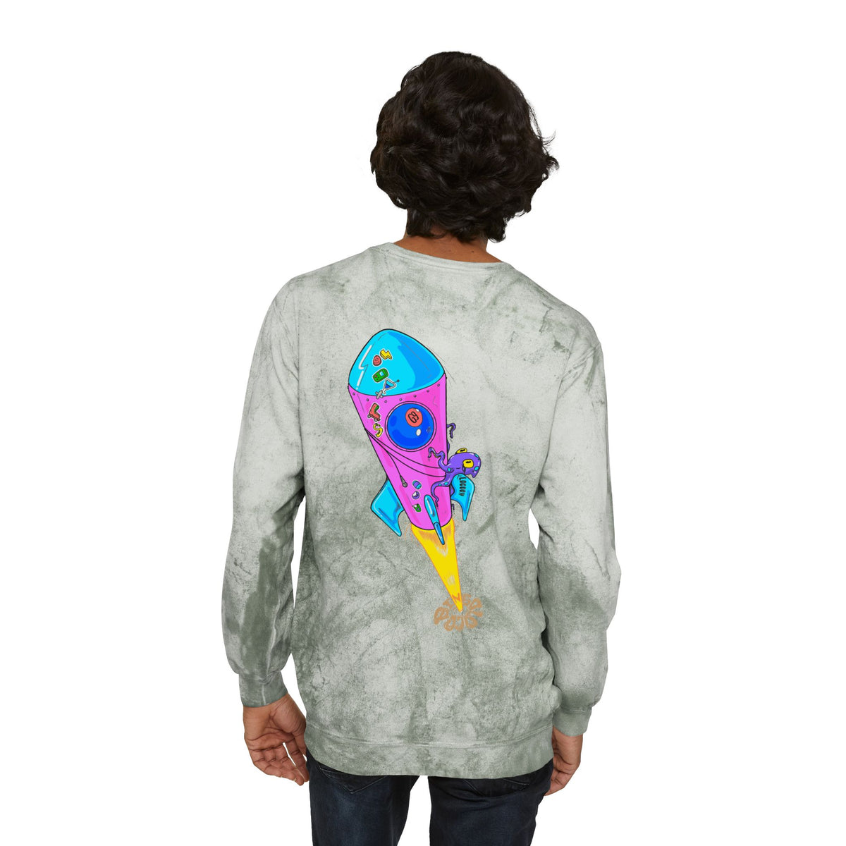 Color Blast Crewneck Sweatshirt — Rocket Tie-Dye Design