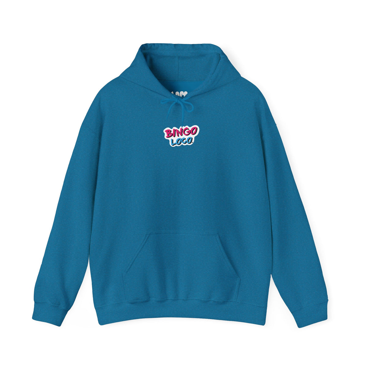 Bingo Logo Hoodie — Retro Pink & Blue Minimal Chest Graphic