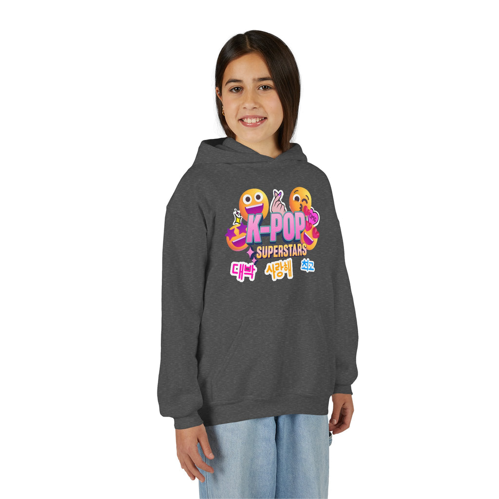 K-Pop Superstars Kids Hoodie — Cute Emoji Graphic Sweatshirt