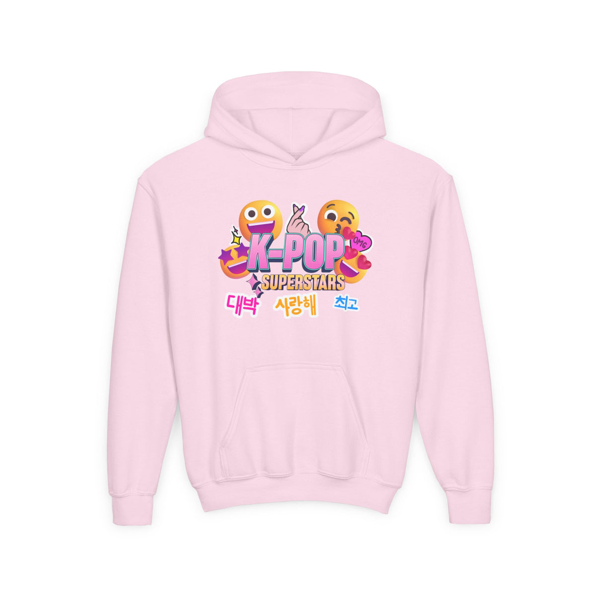 K-Pop Superstars Kids Hoodie — Cute Emoji Graphic Sweatshirt