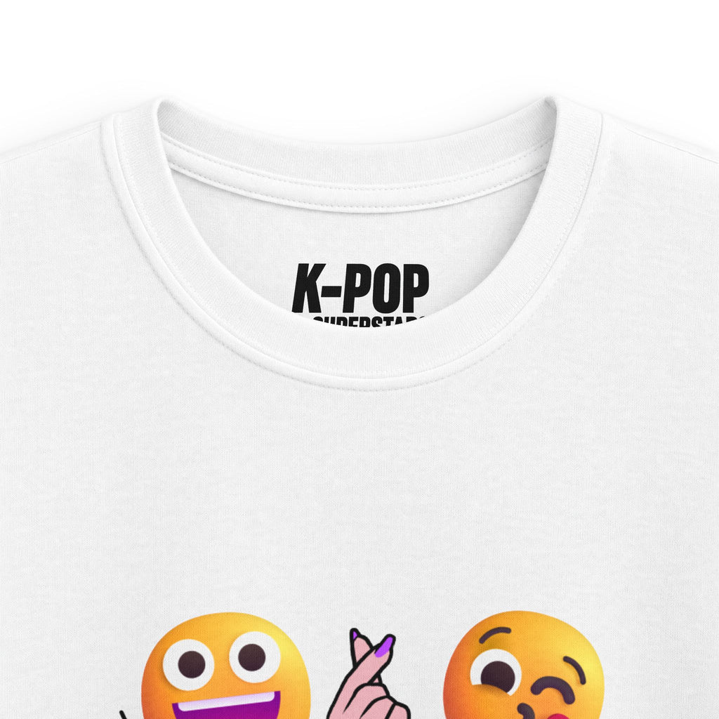 K-Pop Superstars Kids Tee — Cute Emoji & Hangul Graphic T-Shirt