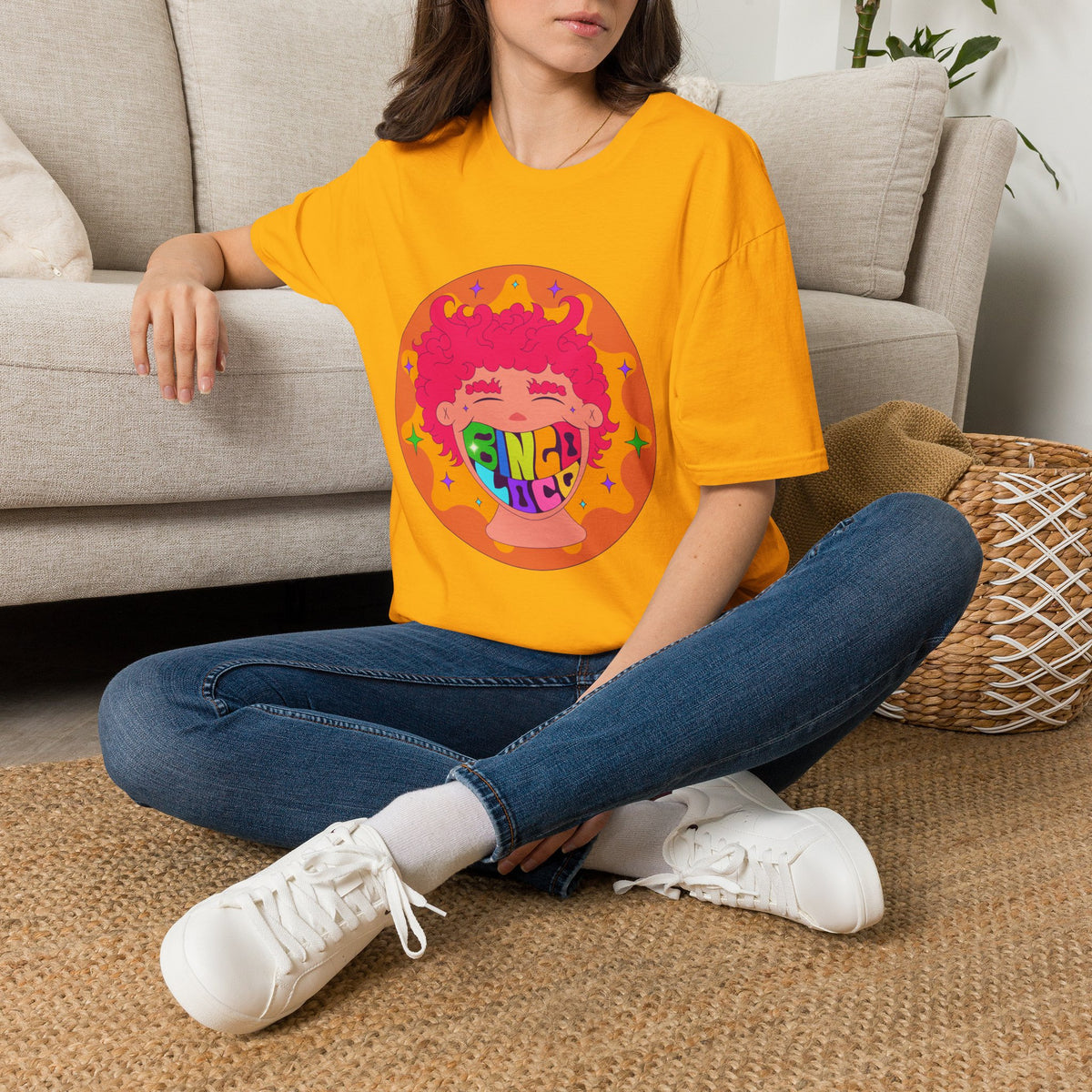 Good Vibes Colorful Peace Sign Graphic T-Shirt