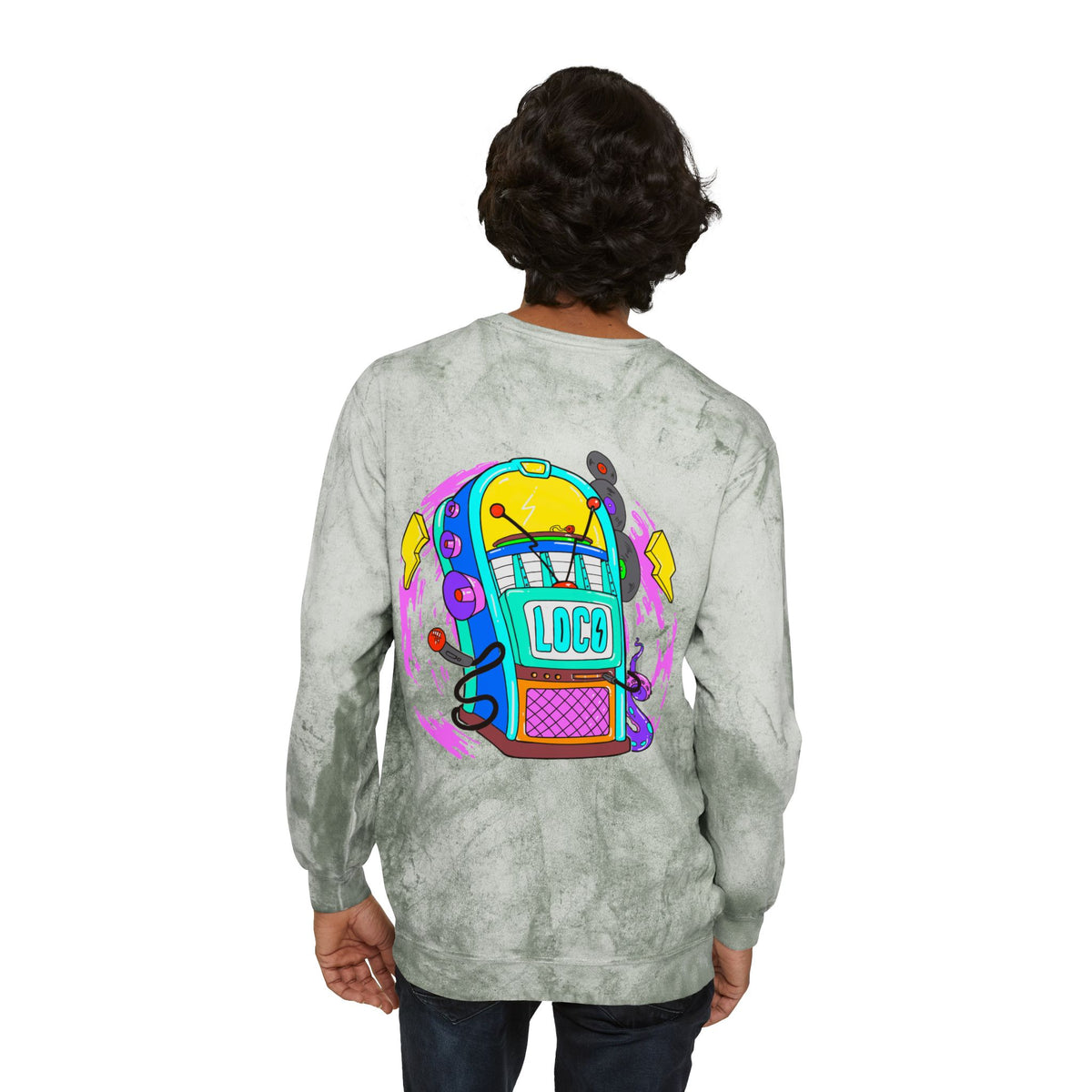 Color Blast Crewneck Sweatshirt — Juke Box Tie-Dye Design