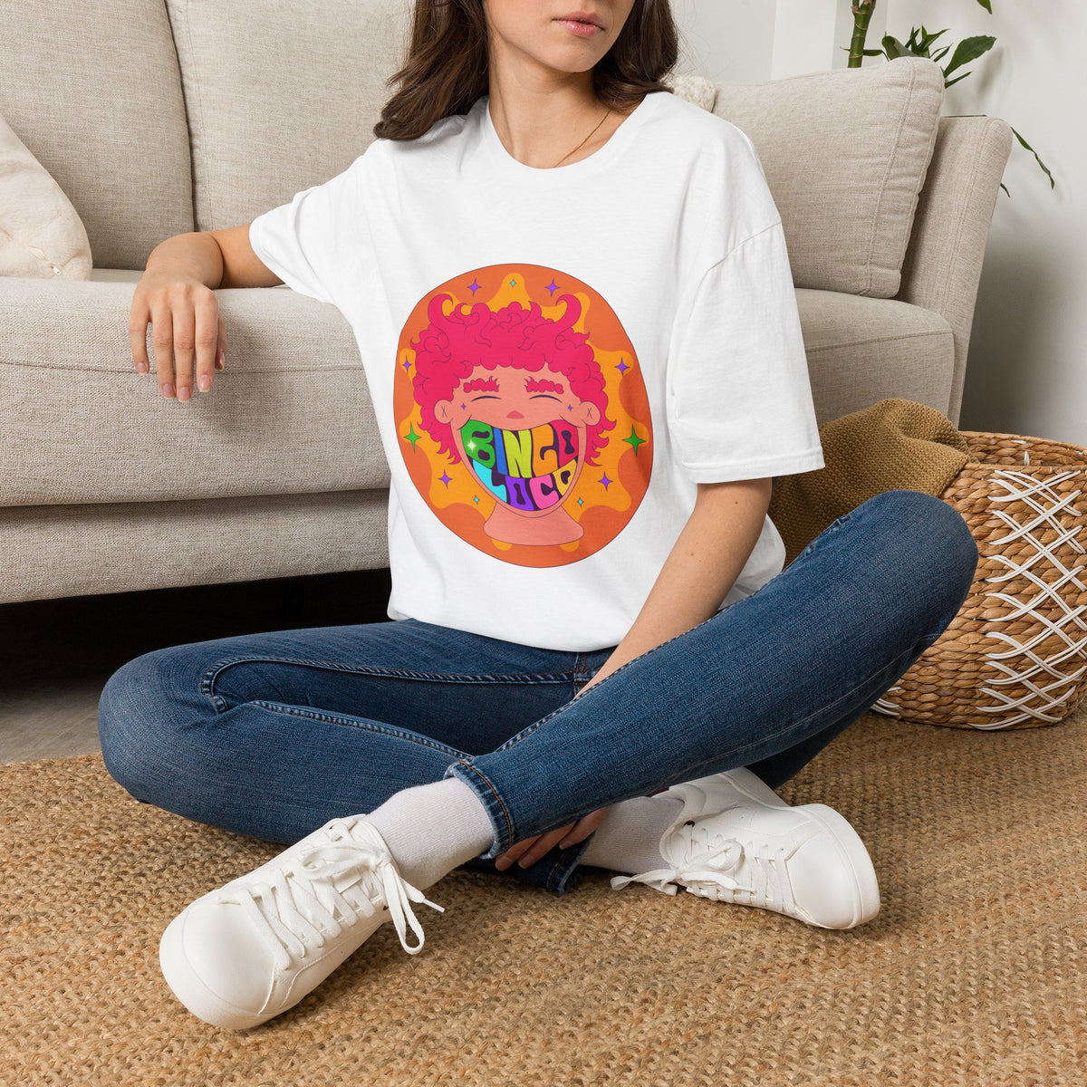 Good Vibes Colorful Peace Sign Graphic T-Shirt