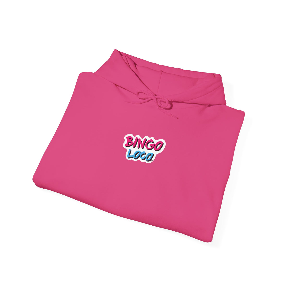 Bingo Logo Hoodie — Retro Pink & Blue Minimal Chest Graphic