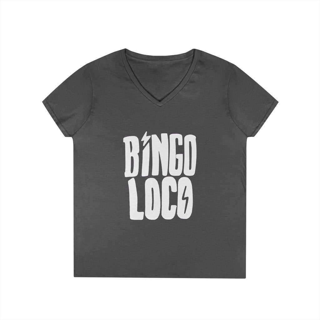 Bingo Loco V-Neck Tee — Retro Lightning Logo Women's T-Shirt