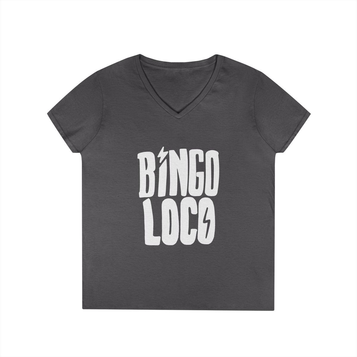 Bingo Loco V-Neck Tee — Retro Lightning Logo Women's T-Shirt