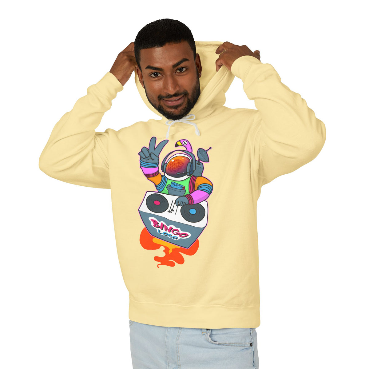 Astronaut DJ Hoodie — Colorful Space DJ Graphic Pullover