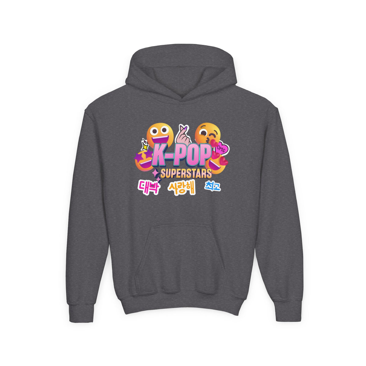 K-Pop Superstars Kids Hoodie — Cute Emoji Graphic Sweatshirt