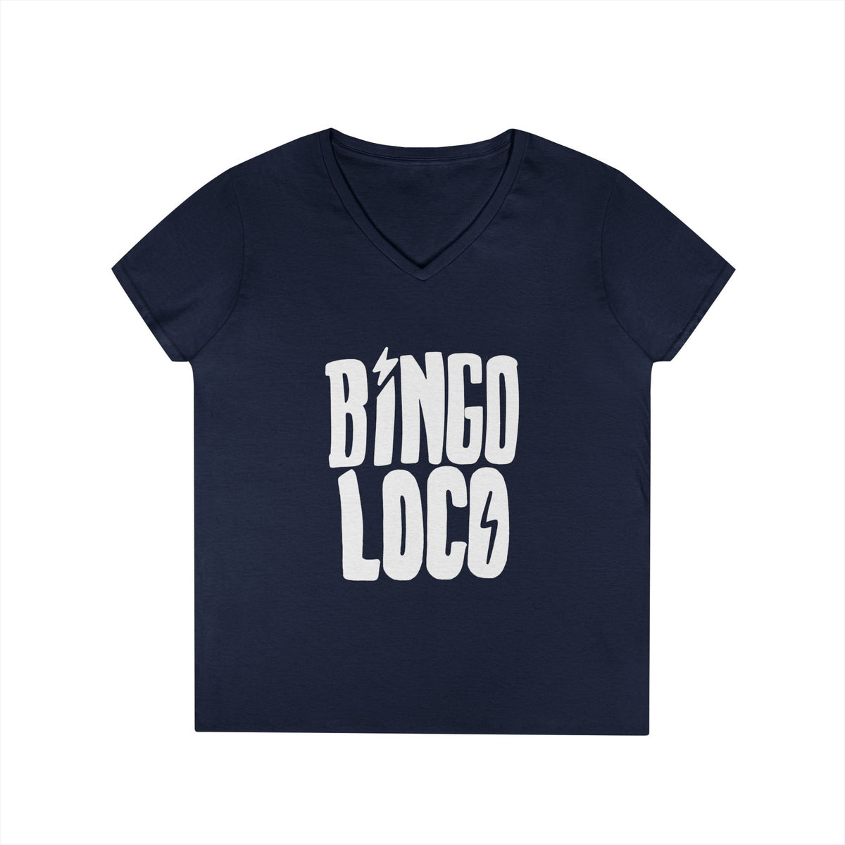 Bingo Loco V-Neck Tee — Retro Lightning Logo Women's T-Shirt