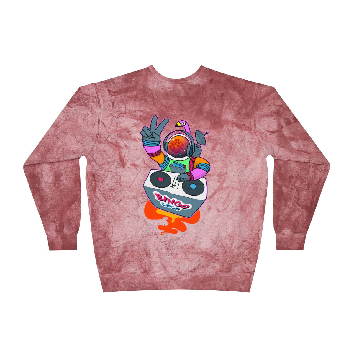 Color Blast Crewneck Sweatshirt — Retro Astronaut DJ Tie-Dye Design